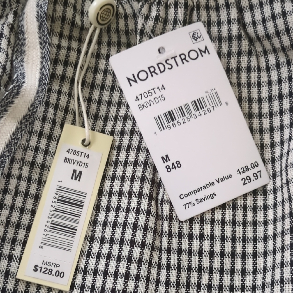 Nordstrom Black and White A-Line Midi Skirt Tie Front - Picture 2 of 4